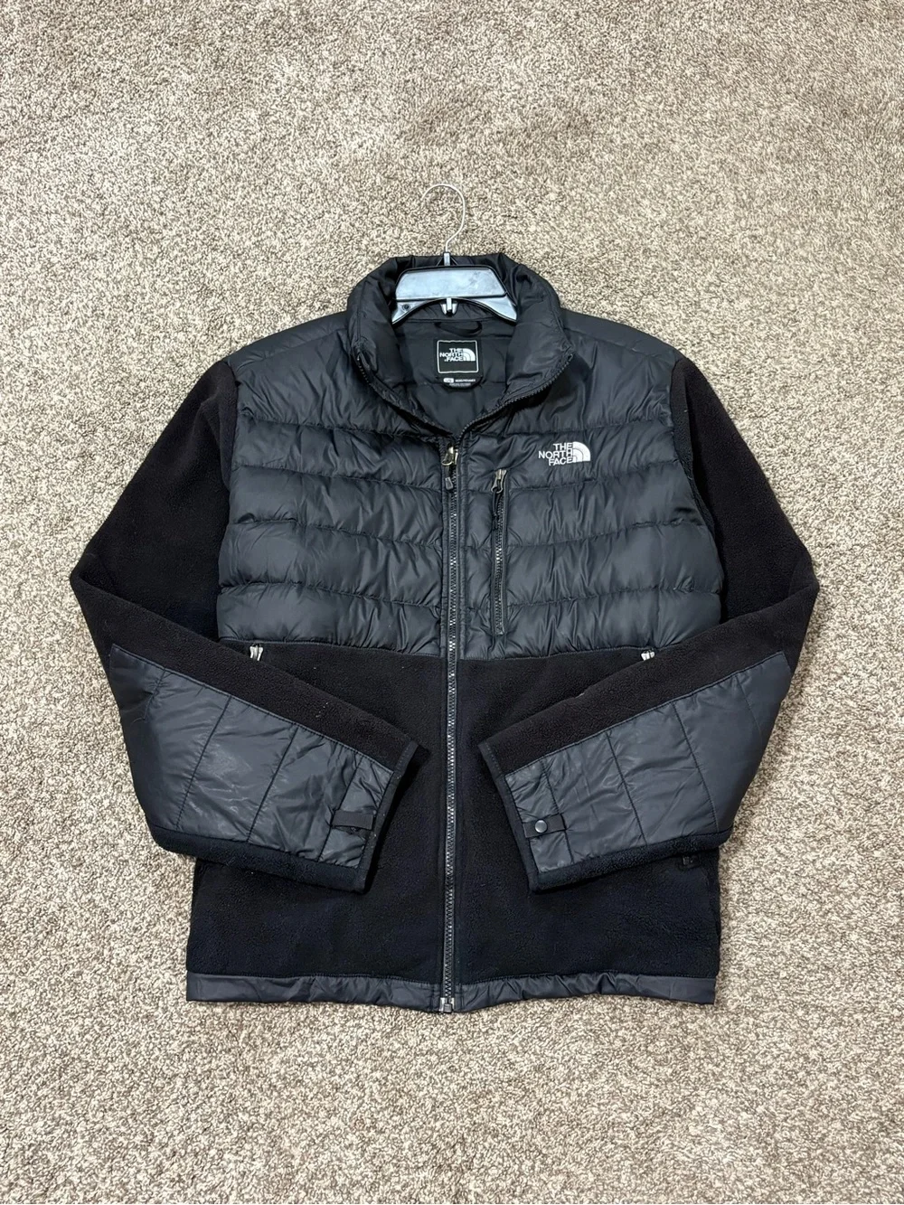 The North Face Denali 550 Down Hybrid Jacket Mens L Black Puffer Fleece Gorp